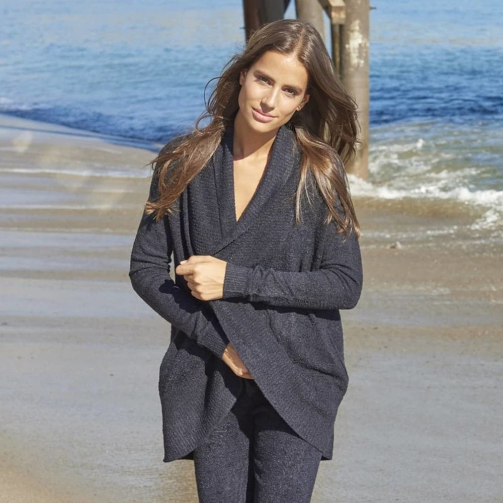 BAREFOOT DREAMS CozyChic Circle Cardigan Black UU9